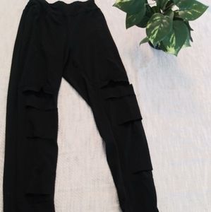 Black leggings with mesh insert slits size SMALL
